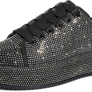 Women’s Rhinestone Sneakers Platform Glitter Tennis Shoes Casual Wedding